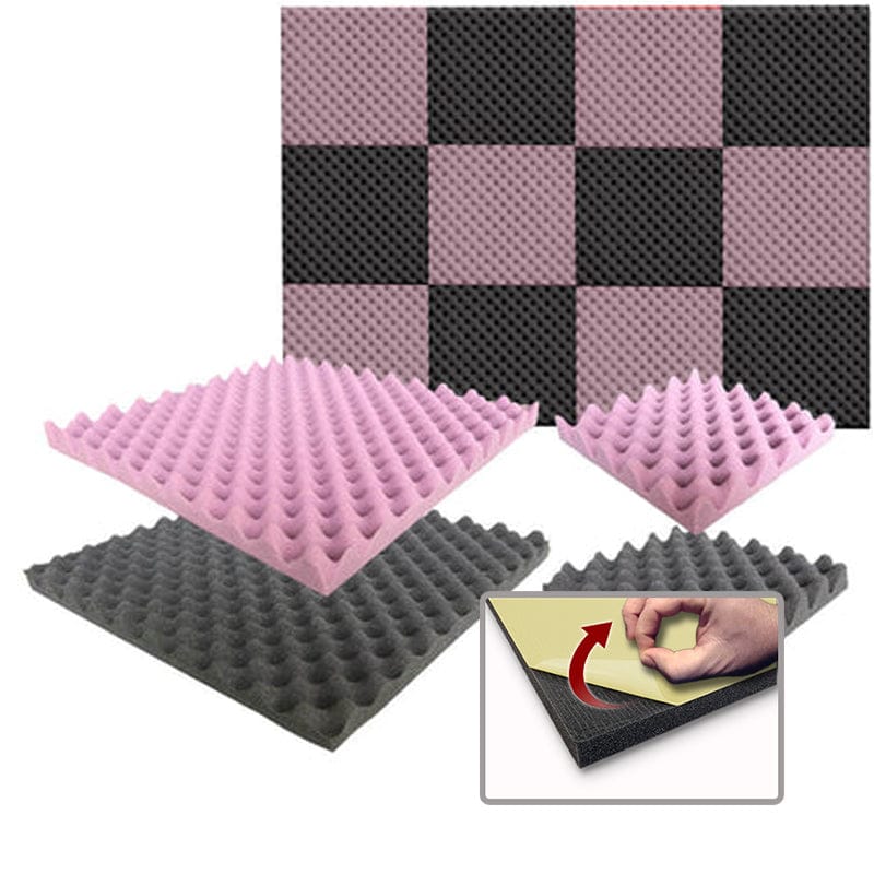 Arrowzoom Eggcrate Convoluted Series Acoustic Foam - Black x Burgundy Bundle - KK1052 Burgundy & Black / 12 Pieces - 25 x 25 x 3 cm/ 10x10x2 in / Yes - Adhesive