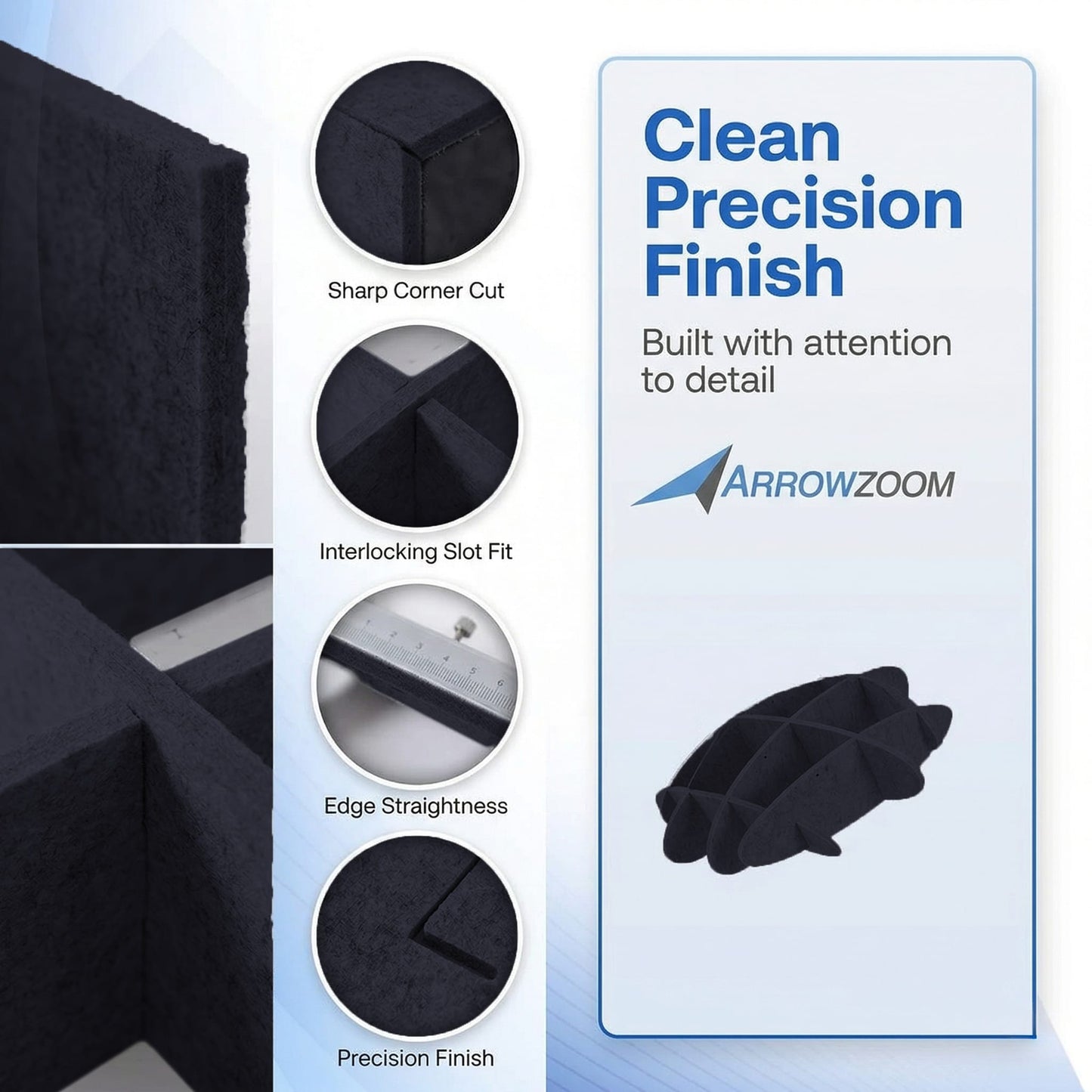 Arrowzoom EchoArt Elegant Sound Absorbers Hanging Ceiling Panels Black - KK1459