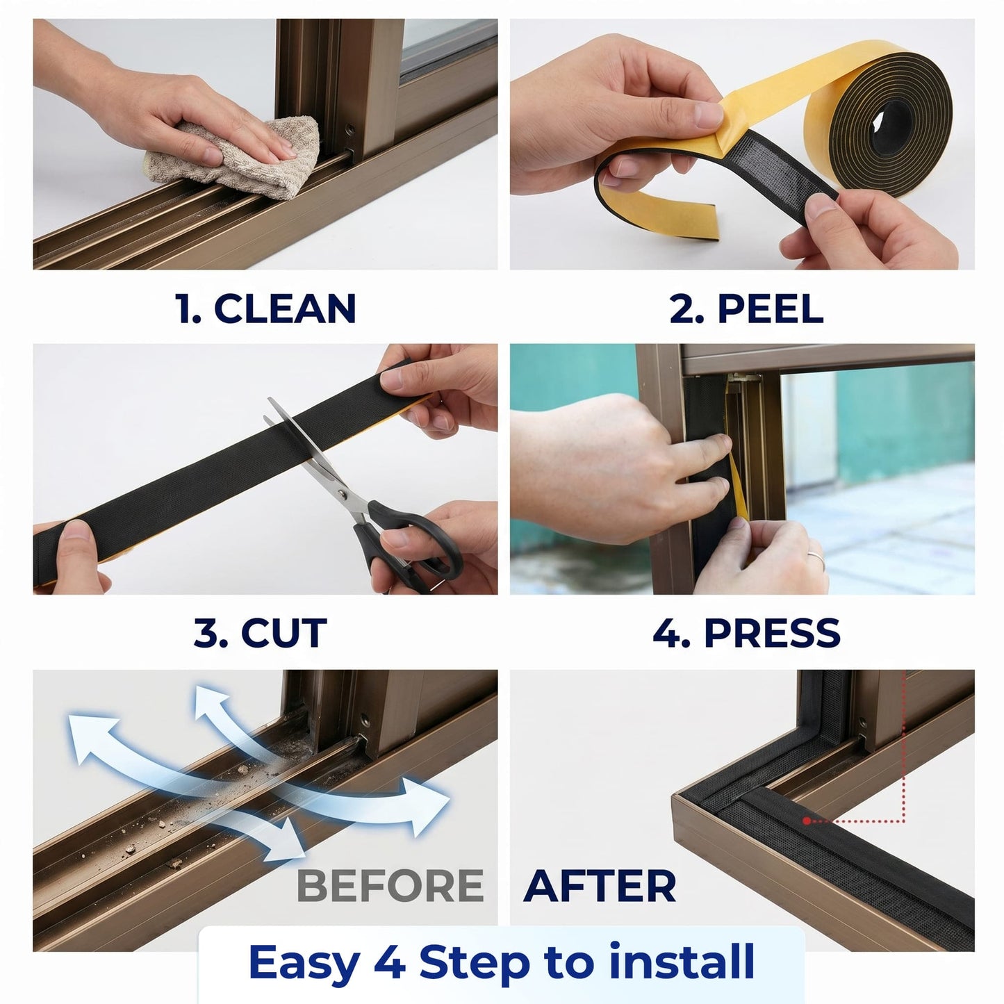Stop Drafts & Noise in 5 Minutes — Self-Adhesive Door & Window Weather Stripping Seal (KK1154)
