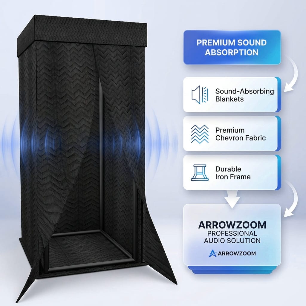 Studio-Quality Portable Vocal Booth — Kill Outside Noise, Set Up in 15 Min (KK1250)