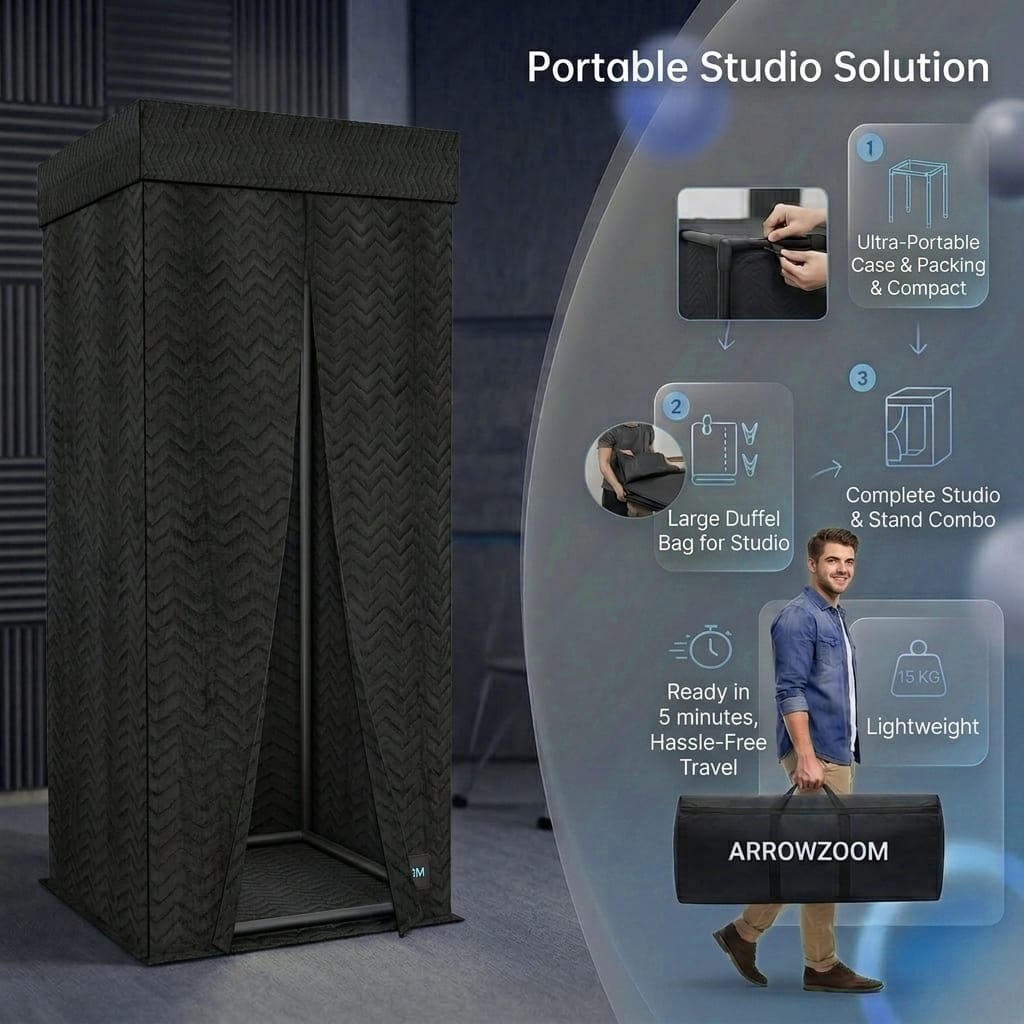 Studio-Quality Portable Vocal Booth — Kill Outside Noise, Set Up in 15 Min (KK1250)