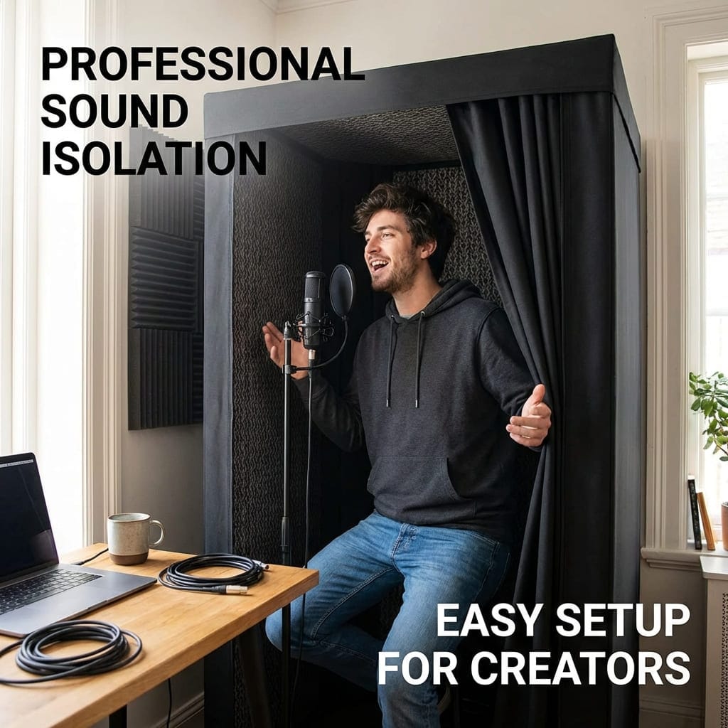 Studio-Quality Portable Vocal Booth — Kill Outside Noise, Set Up in 15 Min (KK1250)