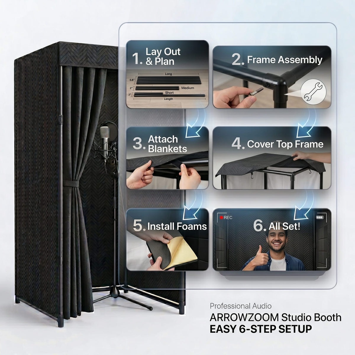 Studio-Quality Portable Vocal Booth — Kill Outside Noise, Set Up in 15 Min (KK1250)