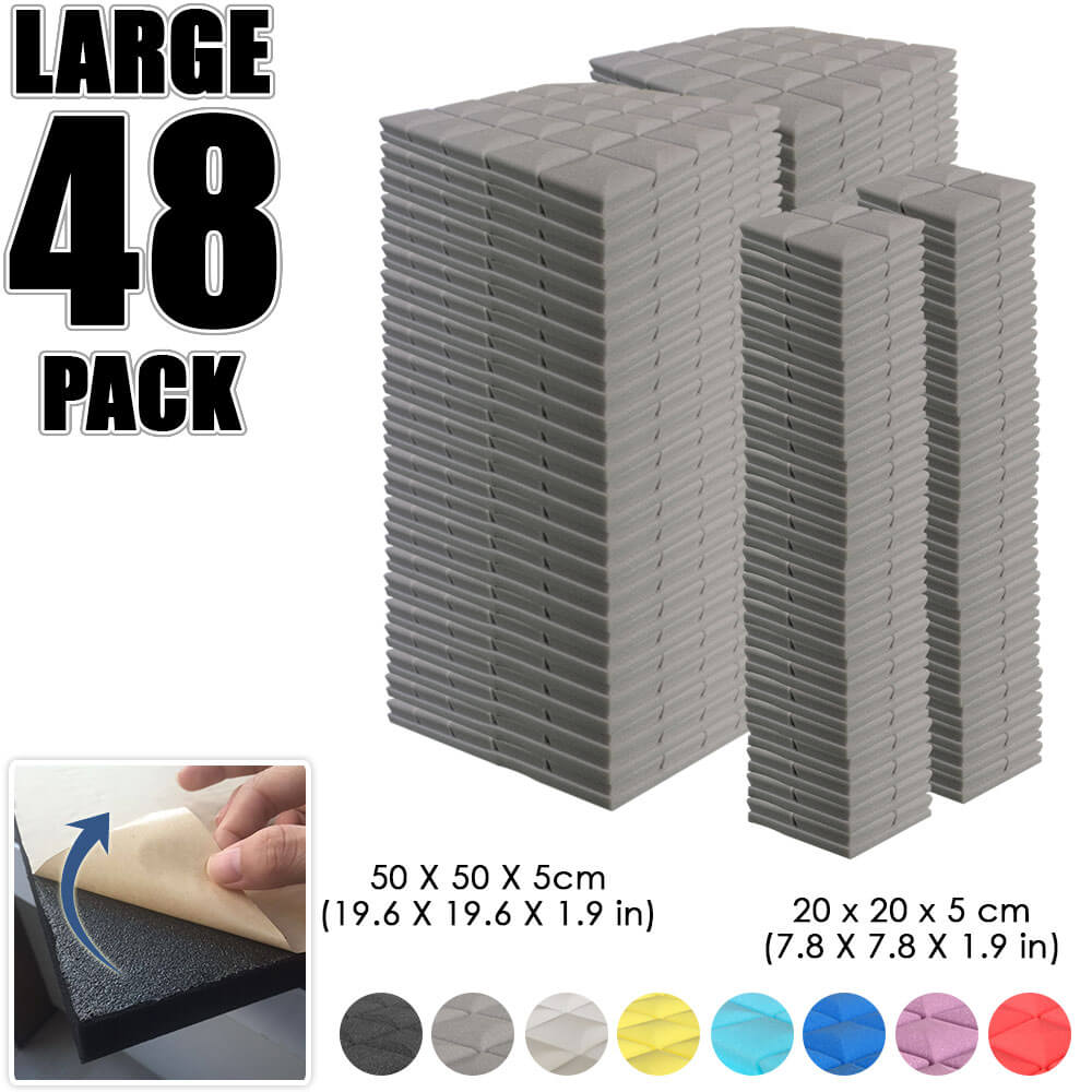 Arrowzoom Hemisphere Grid Adhesive Backed Series Acoustic Foam - Gray - KK1056 - Size: 48 PIECES - 20 x 20 x 5 cm