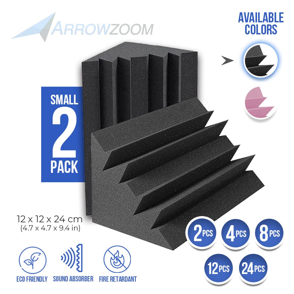 Arrowzoom 12 Acoustic Panels Acoustic Foam Mini Bass Traps Sound Absorbing Treatment Panels Fire Retardant Black 12x12x24cm Arrowzoom 12 Acoustic Panels Acoustic Foam Mini Bass Traps Sound Absorbing Treatment Panels Fire Retardant Black 12x12x24cm