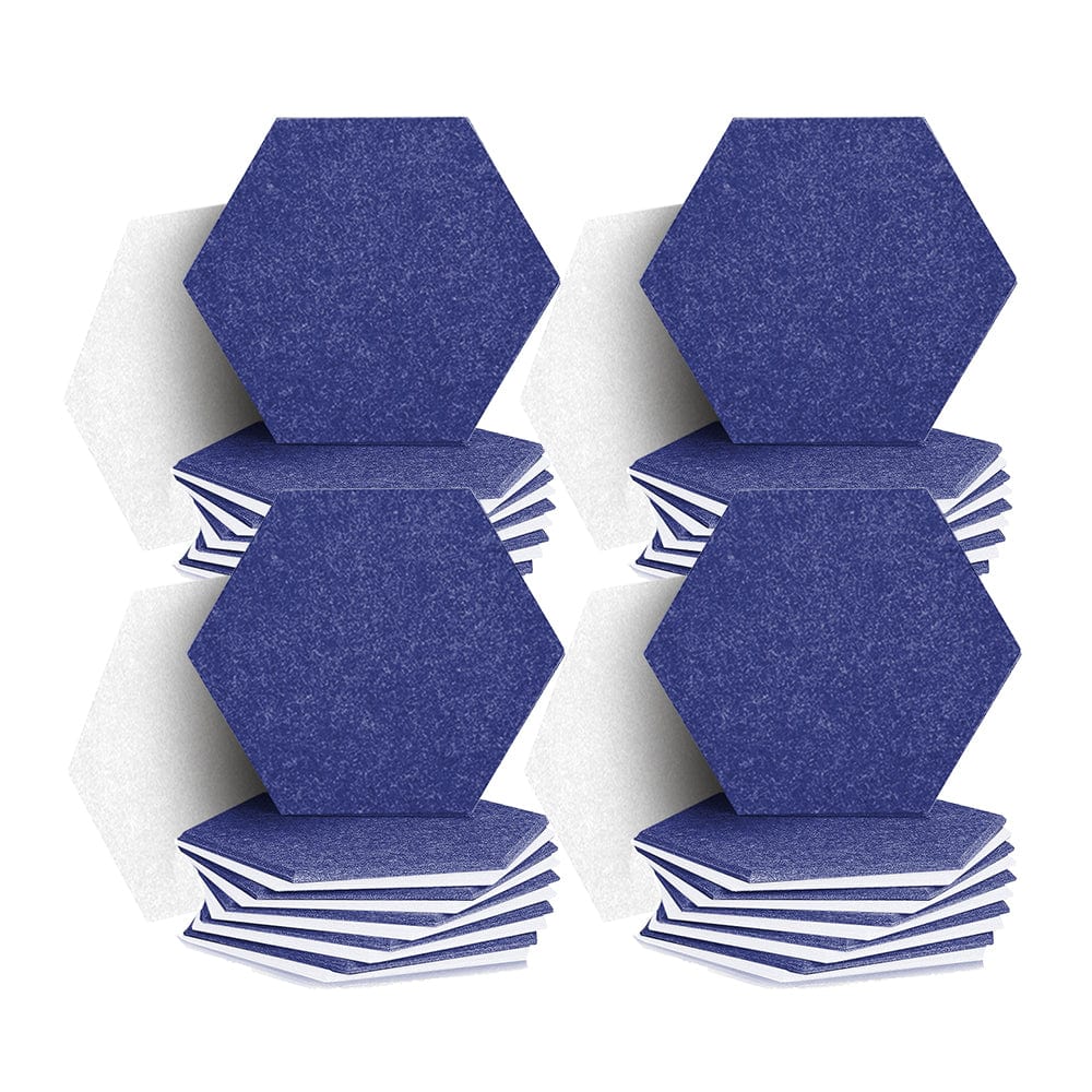 Arrowzoom Hexagon Felt Sound Absorbing Wall Panel - Blue and White - KK1224 48 pieces - 26 x 30 x 1cm / 10.2 x 11.8 x 0.4 in / Blue and White
