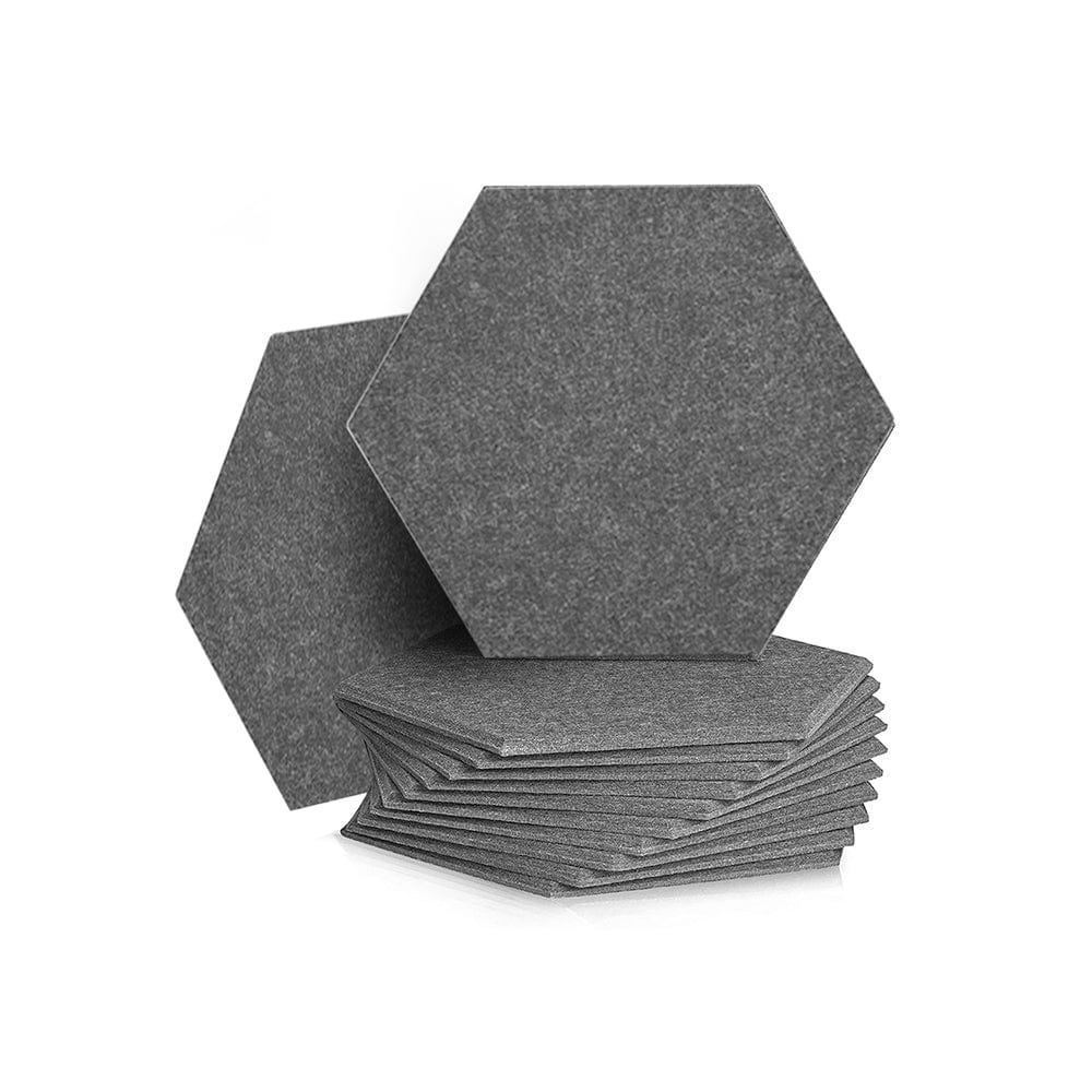 Arrowzoom Hexagon Felt Sound Absorbing Wall Panel - Solid Color - KK1224 Gray / 12 pieces - 26 x 30 x 1cm