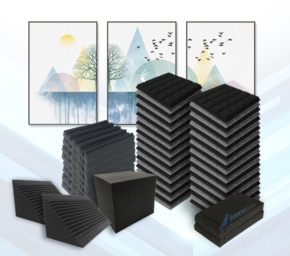 Flat Acoustic Foam Panel Soundproofing Tiles For Room Studio Club Cinema  Music