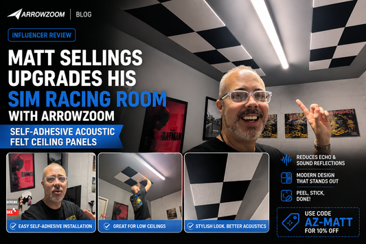 Building the Ultimate Sim Racing Room with Arrowzoom Acoustic Felt Ceiling Panels