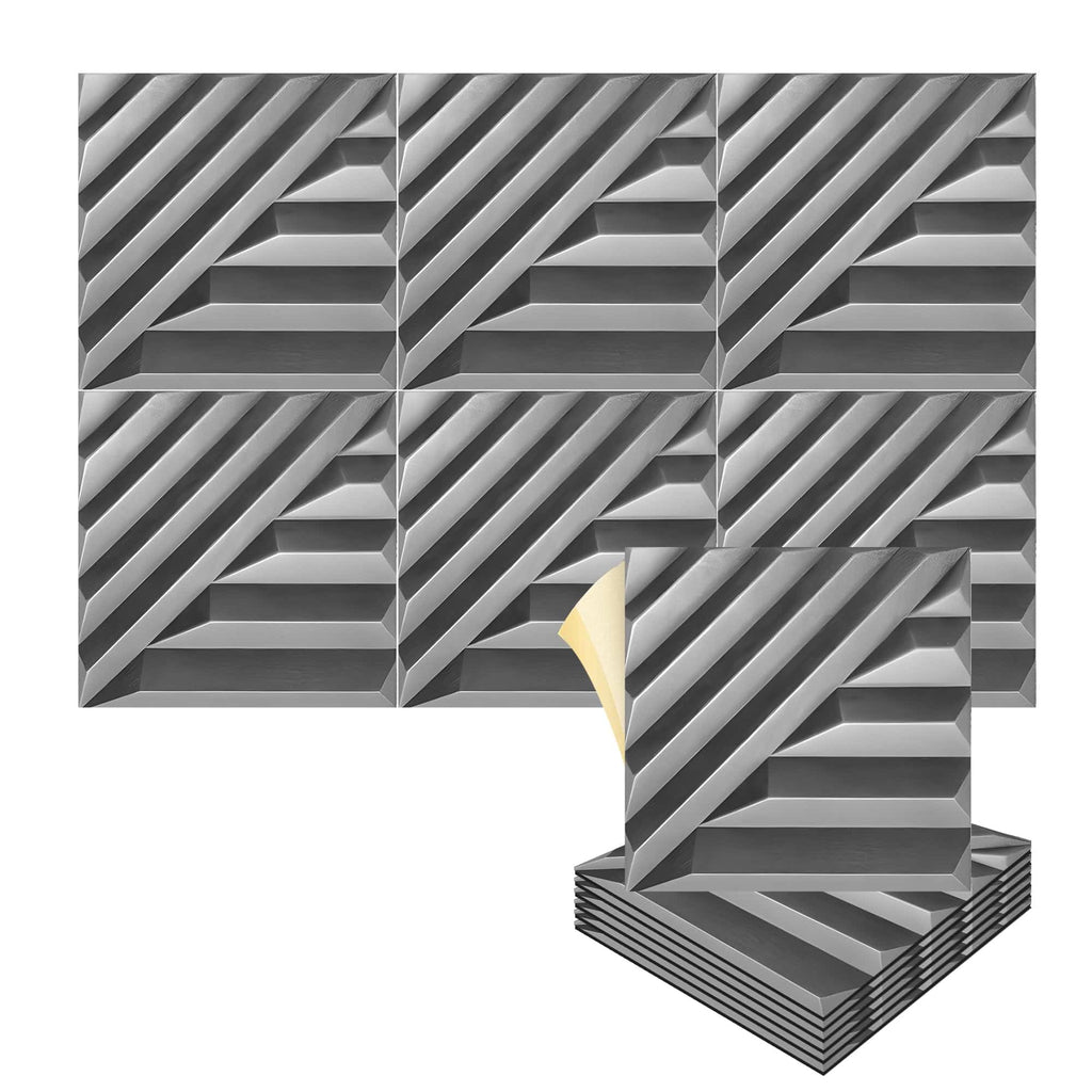 Arrowzoom Solid Wave 3D Polyester Felt Art Panels - KK1426 1 / Gray / 50x50cm