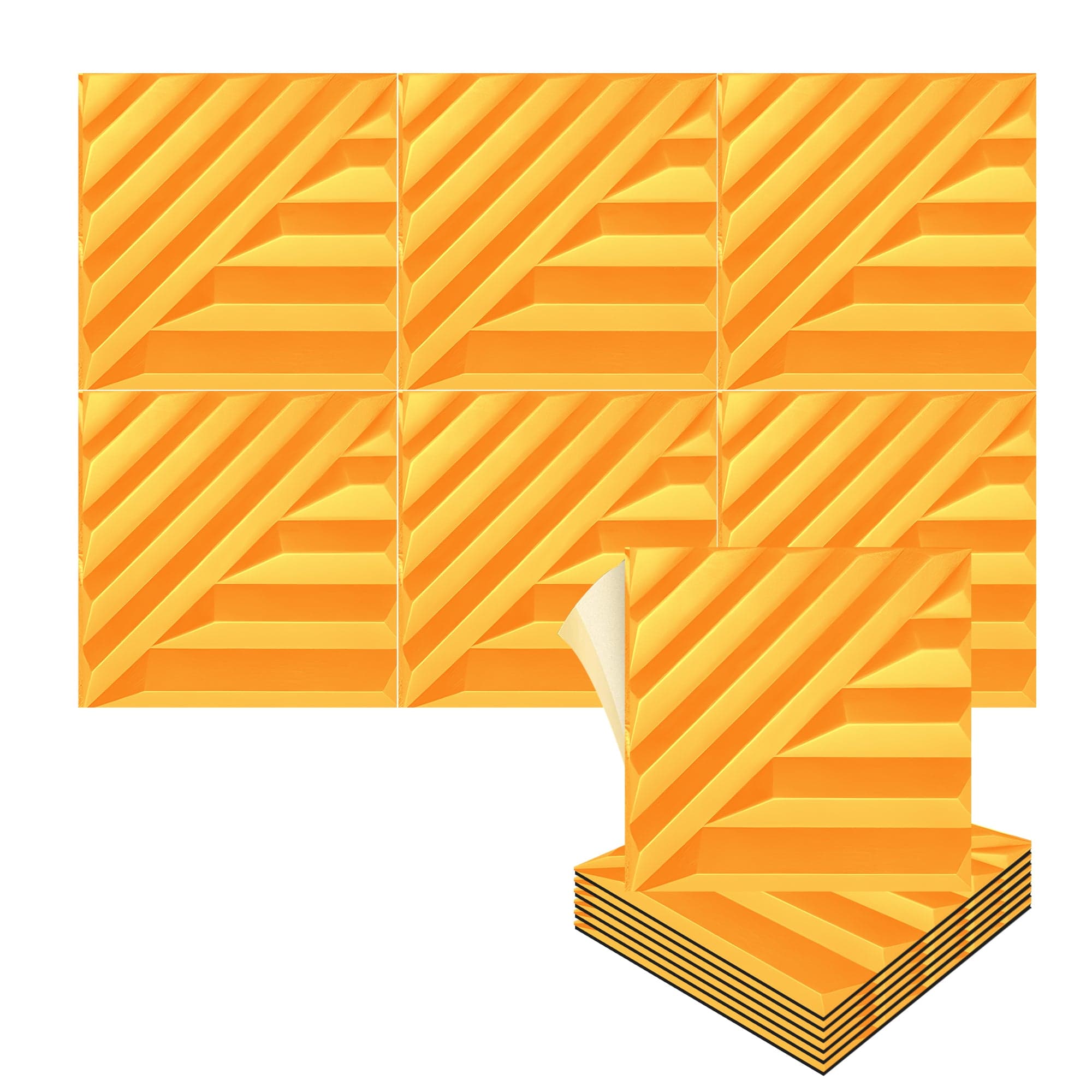 Arrowzoom Solid Wave 3D Polyester Felt Art Panels - KK1426 1 / Yellow / 50x50cm