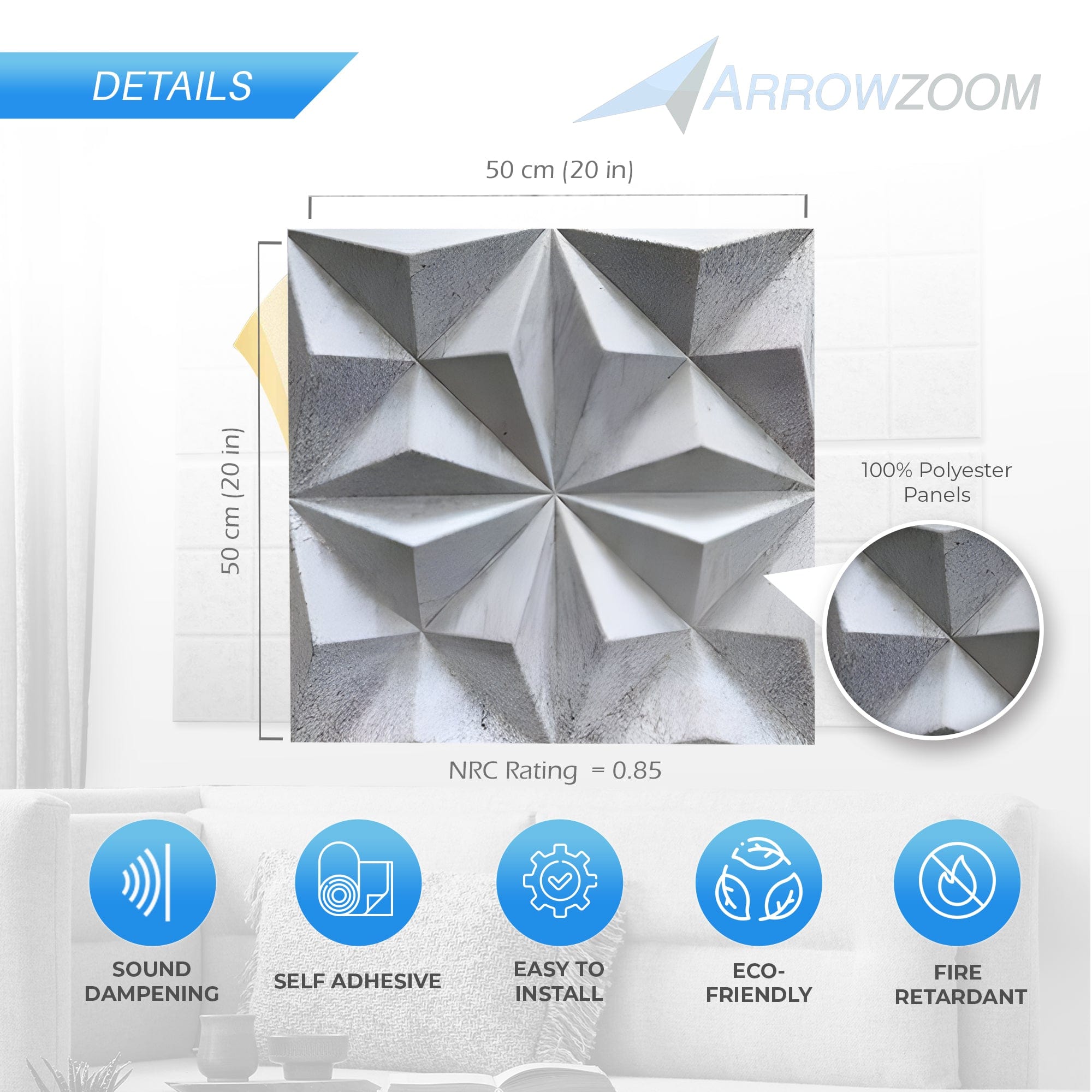Arrowzoom Elevating Interior 3D Polyester Felt Art Panels - KK1425