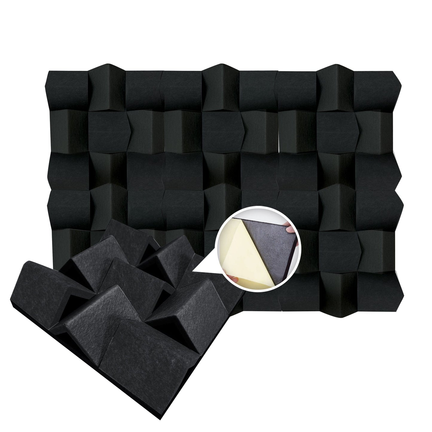 Arrowzoom SOLID COLORS 3D Felt Sound Diffuser - KK1428 Black / 30x30cm / 1