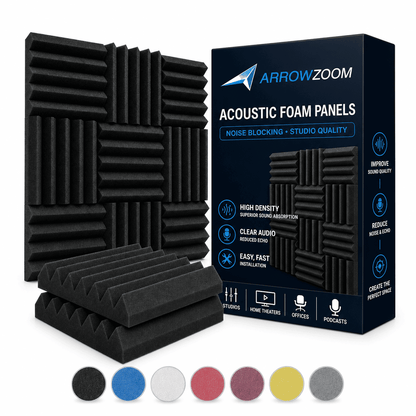 Arrowzoom Acoustic Wedge Tiles Adhesive Backed Foam- Solid Colors - KK1134