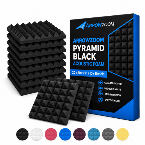 Arrowzoom Pyramid Self-Adhesive Acoustic Foam Tiles — Peel & Stick —  Solid Colors - KK1034