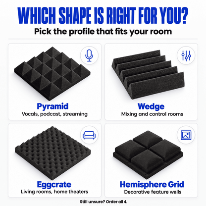 Try Before You Buy — Acoustic Foam Sample (4 Shapes) · KK1034, KK1052, KK1040, KK1134