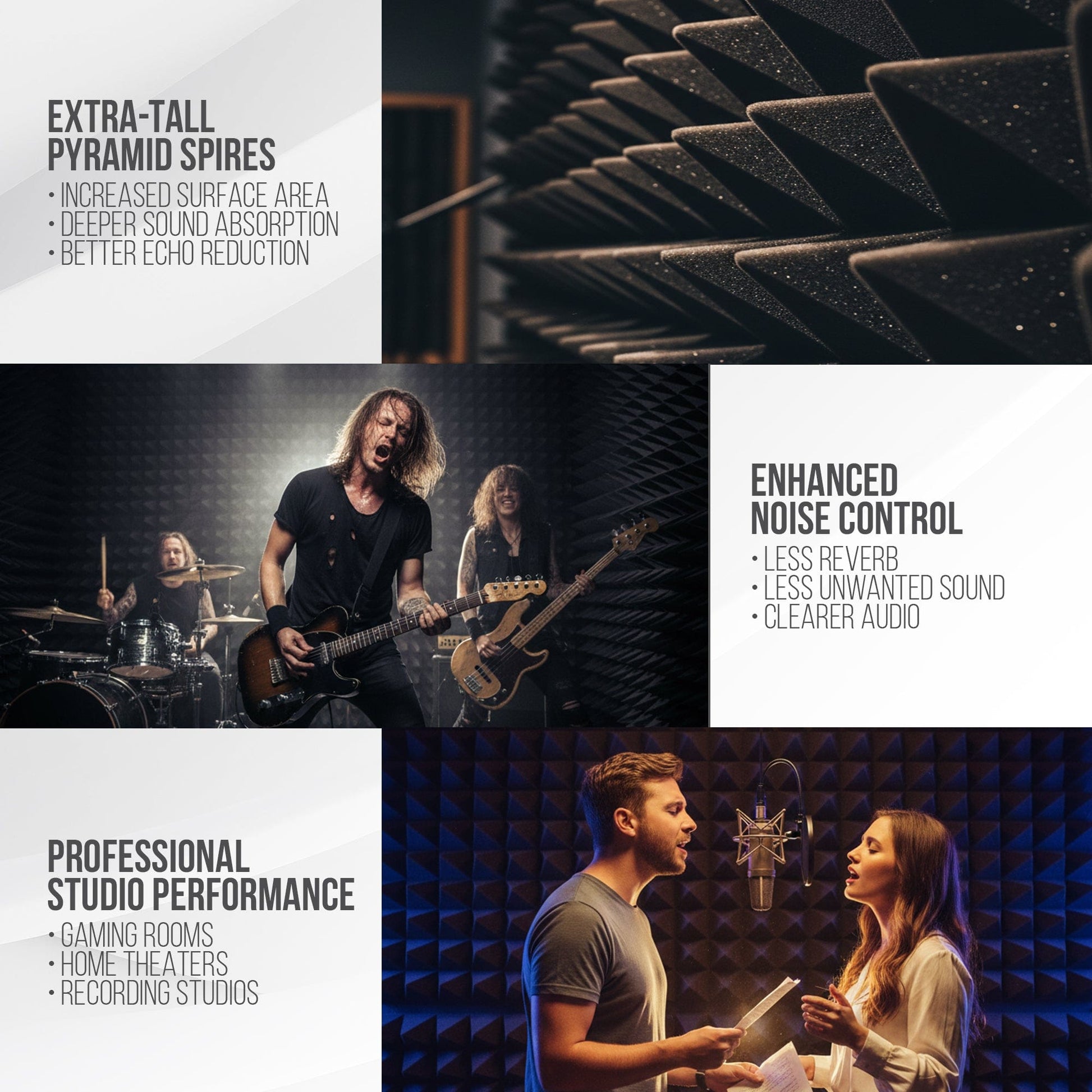 Arrowzoom Acoustic Pyramid Foam Series PRO - Black - KK1471