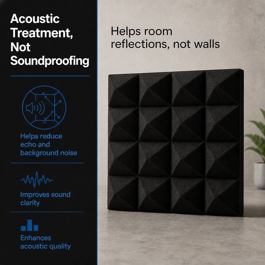 Arrowzoom Pyramid Self-Adhesive Acoustic Foam Tiles — Peel & Stick — Black x Blue Bundle - KK1034