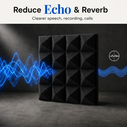 Arrowzoom Pyramid Self-Adhesive Acoustic Foam Tiles — Peel & Stick — Black x Pearl White Bundle - KK1034