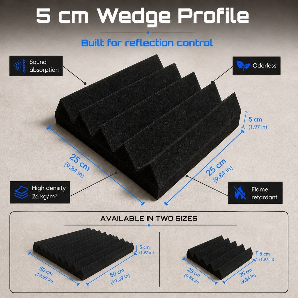 Arrowzoom Wedge Tiles Series Acoustic Foam - Black x Blue Bundle - KK1134
