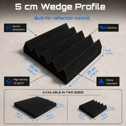 Arrowzoom Wedge Tiles Series Acoustic Foam - Black x Blue Bundle - KK1134