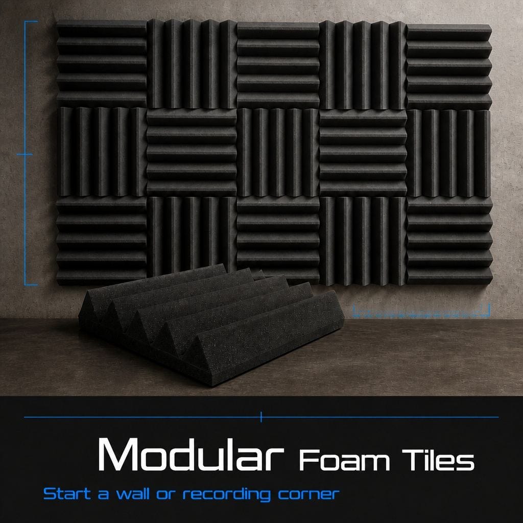 Arrowzoom Wedge Tiles Series Acoustic Foam - Black x Blue Bundle - KK1134