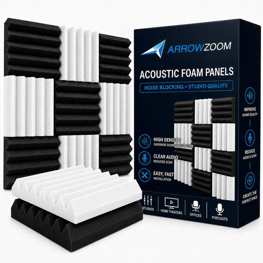 Arrowzoom Wedge Tiles Series Acoustic Foam - Black x Pearl White Bundle - KK1134