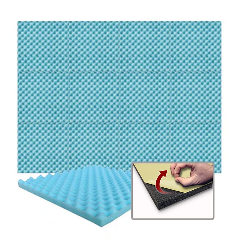Arrowzoom Acoustic Eggcrate Foam - Solid Colors - KK1052 Baby Blue / 1 Piece - 50 x 50 x 3 cm / 20x20x2 in / Yes - Adhesive
