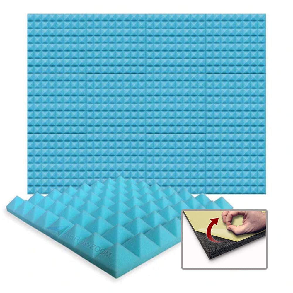 Arrowzoom Acoustic Pyramid Foam Series - Solid Colors - KK1034 Baby Blue / 1 Piece - 50 x 50 x 5 cm / 20 x 20 x 2 in / Yes Adhesive
