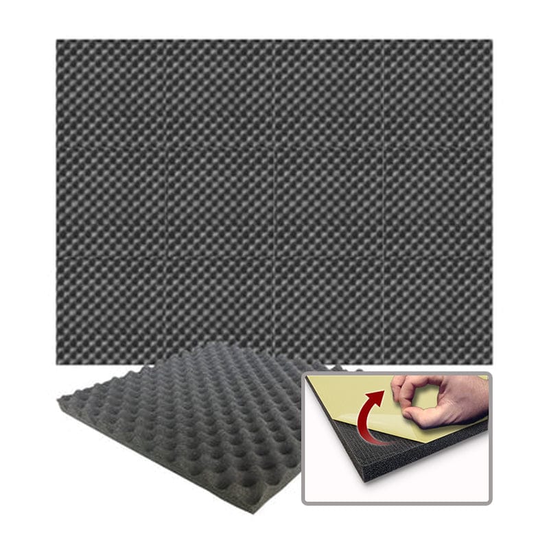 Arrowzoom Acoustic Eggcrate Foam - Solid Colors - KK1052 Black / 1 Piece - 50 x 50 x 3 cm / 20x20x2 in / Yes - Adhesive