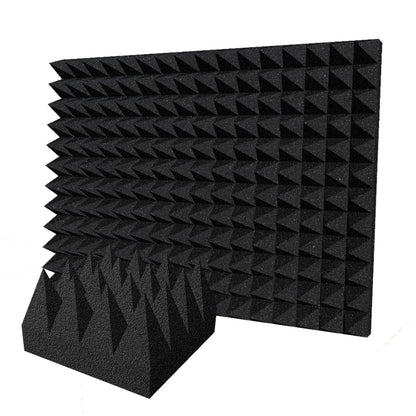 Arrowzoom Acoustic Pyramid Foam Series PRO - Black - KK1471 Black / 12 Pieces - 25 x 25 x 10 cm / 10 x 10 x 4"
