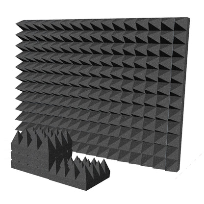 Arrowzoom Pyramid 10/15cm Thick Acoustic Foam Series PRO - Black - KK1471 Black / 12 Pieces - 25 x 25 x 10 cm / 10 x 10 x 4"