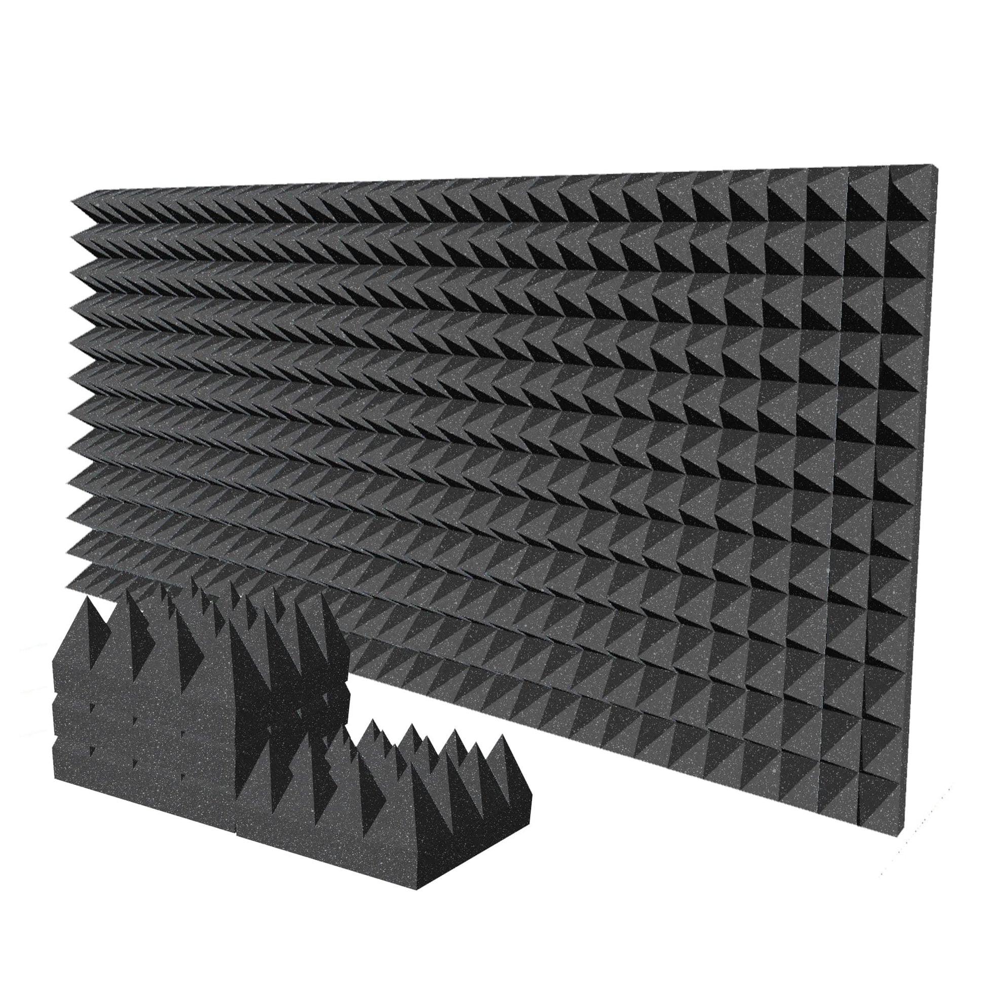Arrowzoom Pyramid 10/15cm Thick Acoustic Foam Series PRO - Black - KK1471 Black / 24 Pieces - 25 x 25 x 10 cm / 10 x 10 x 4"