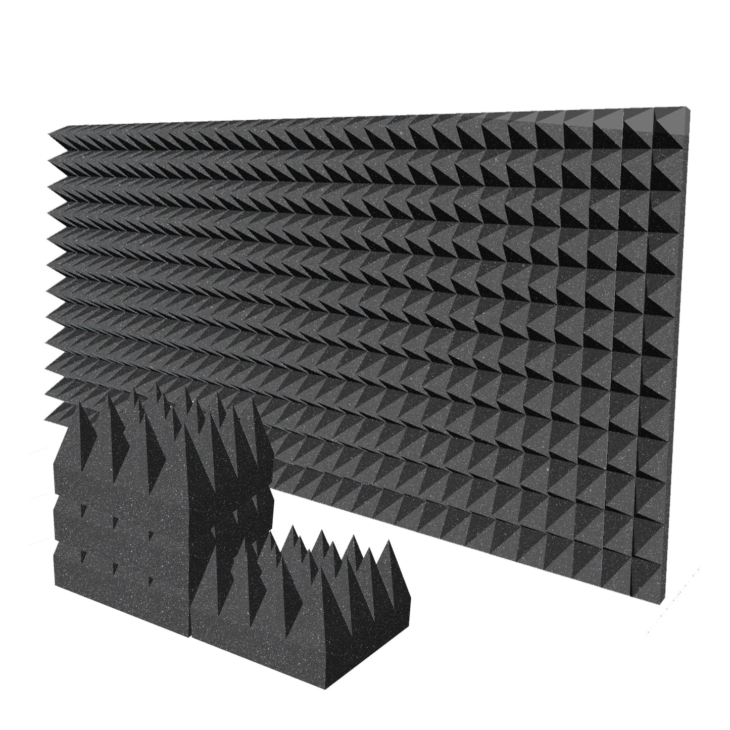 Arrowzoom Pyramid 10/15cm Thick Acoustic Foam Series PRO - Black - KK1471 Black / 24 Pieces - 25 x 25 x 15 cm / 10 x 10 x 6"