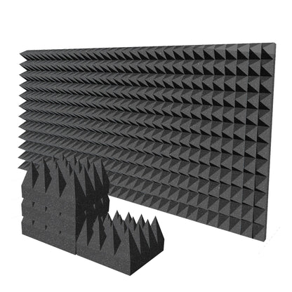 Arrowzoom Pyramid 10/15cm Thick Acoustic Foam Series PRO - Black - KK1471 Black / 24 Pieces - 25 x 25 x 15 cm / 10 x 10 x 6"