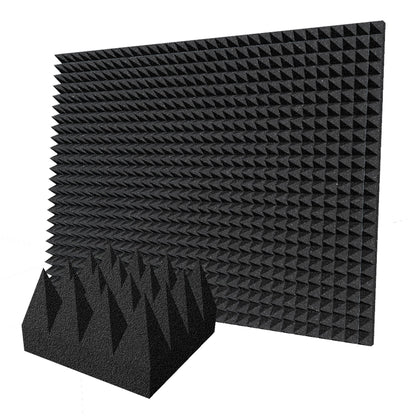 Arrowzoom Acoustic Pyramid Foam Series PRO - Black - KK1471 Black / 48 Pieces - 25 x 25 x 10 cm / 10 x 10 x 4"