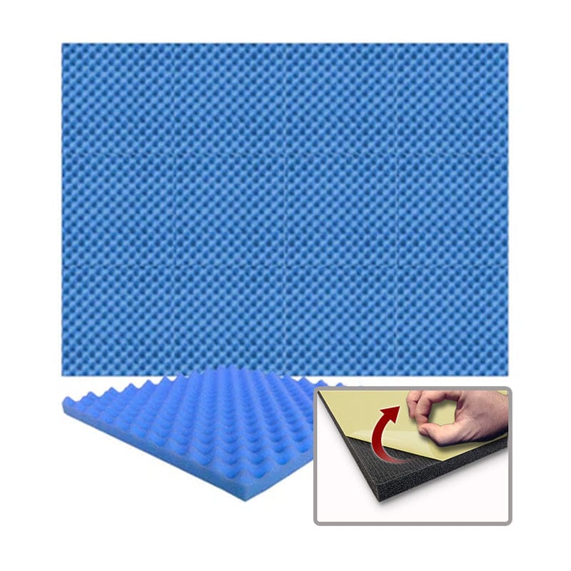 Arrowzoom Acoustic Eggcrate Foam - Solid Colors - KK1052 Blue / 1 Piece - 50 x 50 x 3 cm / 20x20x2 in / Yes - Adhesive