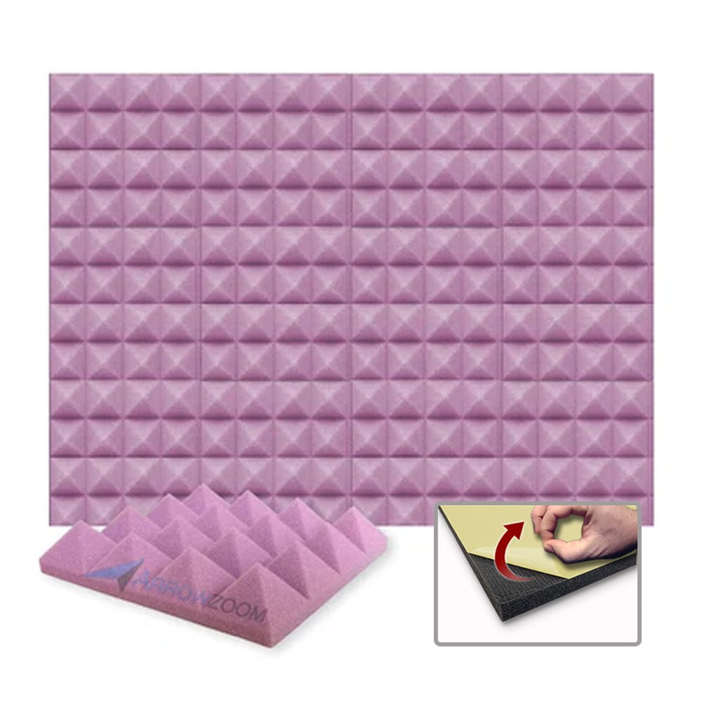 Arrowzoom Acoustic Pyramid Foam Series - Solid Colors - KK1034 Burgundy / 1 Piece - 25 x 25 x 5 cm / 10 x 10 x 2in / Yes Adhesive
