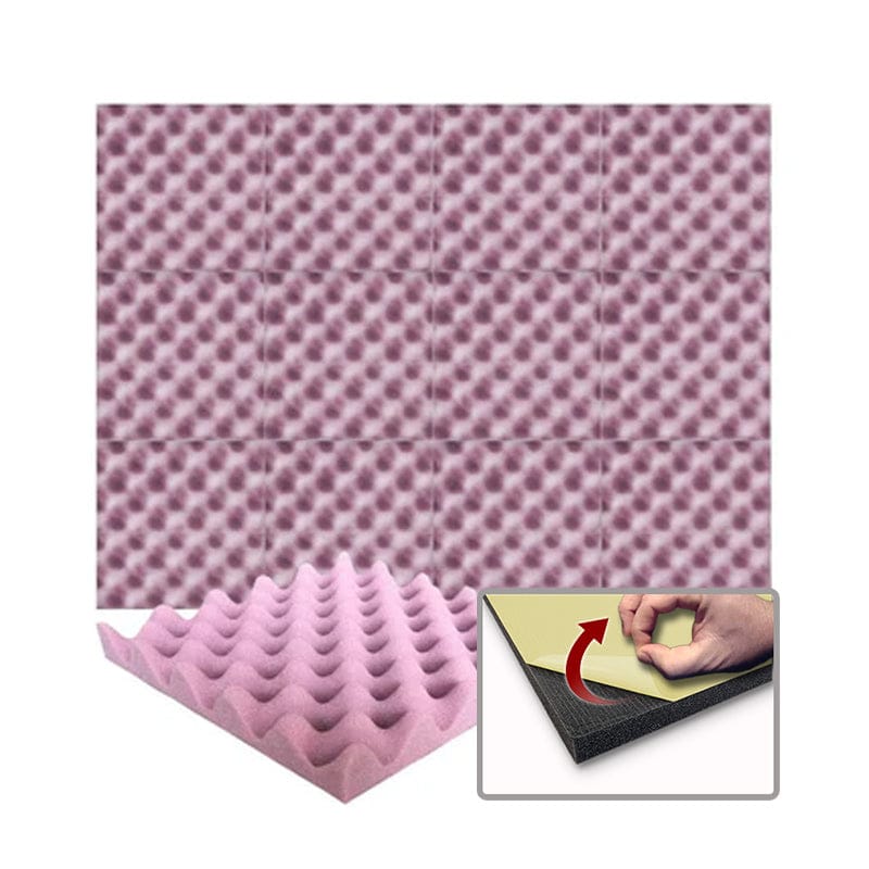 Arrowzoom Acoustic Eggcrate Foam - Solid Colors - KK1052 Burgundy / 1 Piece - 50 x 50 x 3 cm / 20x20x2 in / Yes - Adhesive