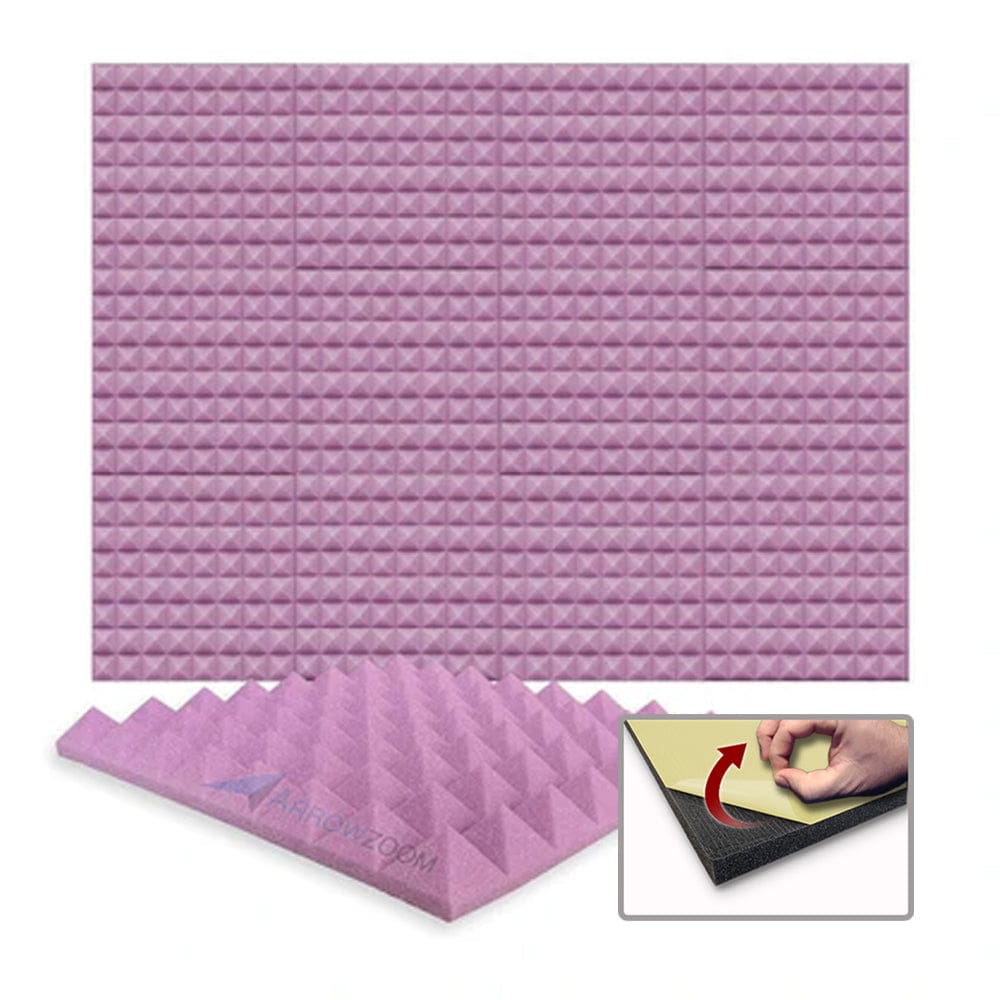 Arrowzoom Acoustic Pyramid Foam Series - Solid Colors - KK1034 Burgundy / 1 Piece - 50 x 50 x 5 cm / 20 x 20 x 2 in / Yes Adhesive