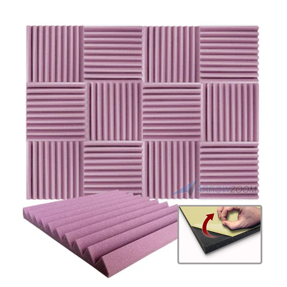 Arrowzoom Acoustic Wedge Tiles Foam - Solid Colors - KK1134 Burgundy / 1 Piece - 50 x 50 x 5 cm / 20 x 20 x 2 in / YES Adhesive
