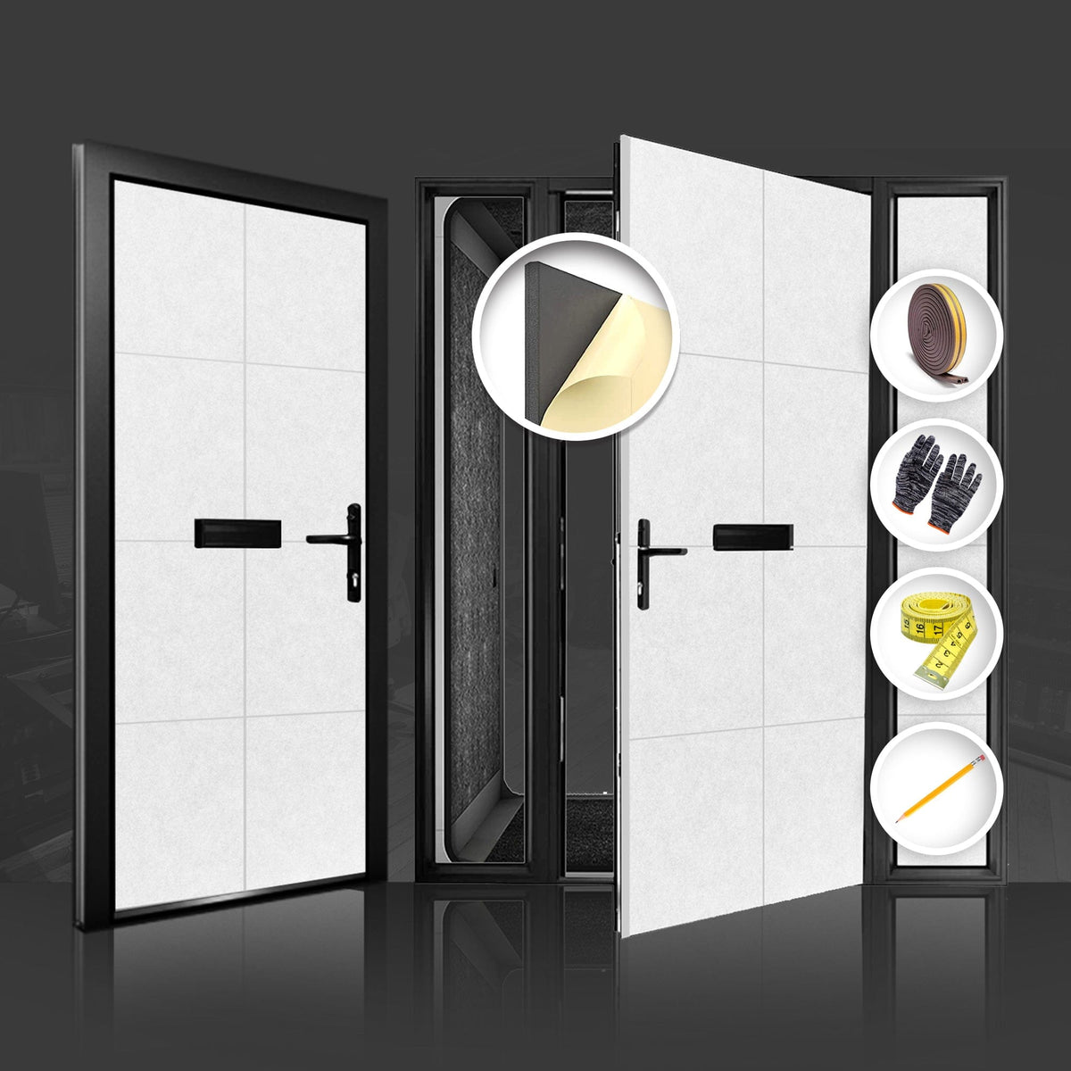 Arrowzoom Soundproof Premium Door Kit Pro - KK1244 White / 40pcs - Double Sided - Front & Back / YES