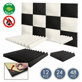 Arrowzoom Wedge Tiles Series Acoustic Foam - Black x Pearl White Bundle - KK1134 White / Black / 12 Pieces - 25 x 25 x 5 cm / 10 x 10 x 2in / Yes - With Adhesive