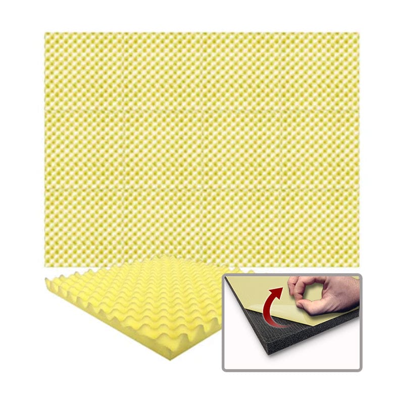 Arrowzoom Acoustic Eggcrate Foam - Solid Colors - KK1052 Yellow / 1 Piece - 50 x 50 x 3 cm / 20x20x2 in / Yes - Adhesive