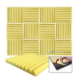 Arrowzoom Acoustic Wedge Tiles Foam - Solid Colors - KK1134 Yellow / 1 Piece - 50 x 50 x 5 cm / 20 x 20 x 2 in / YES Adhesive