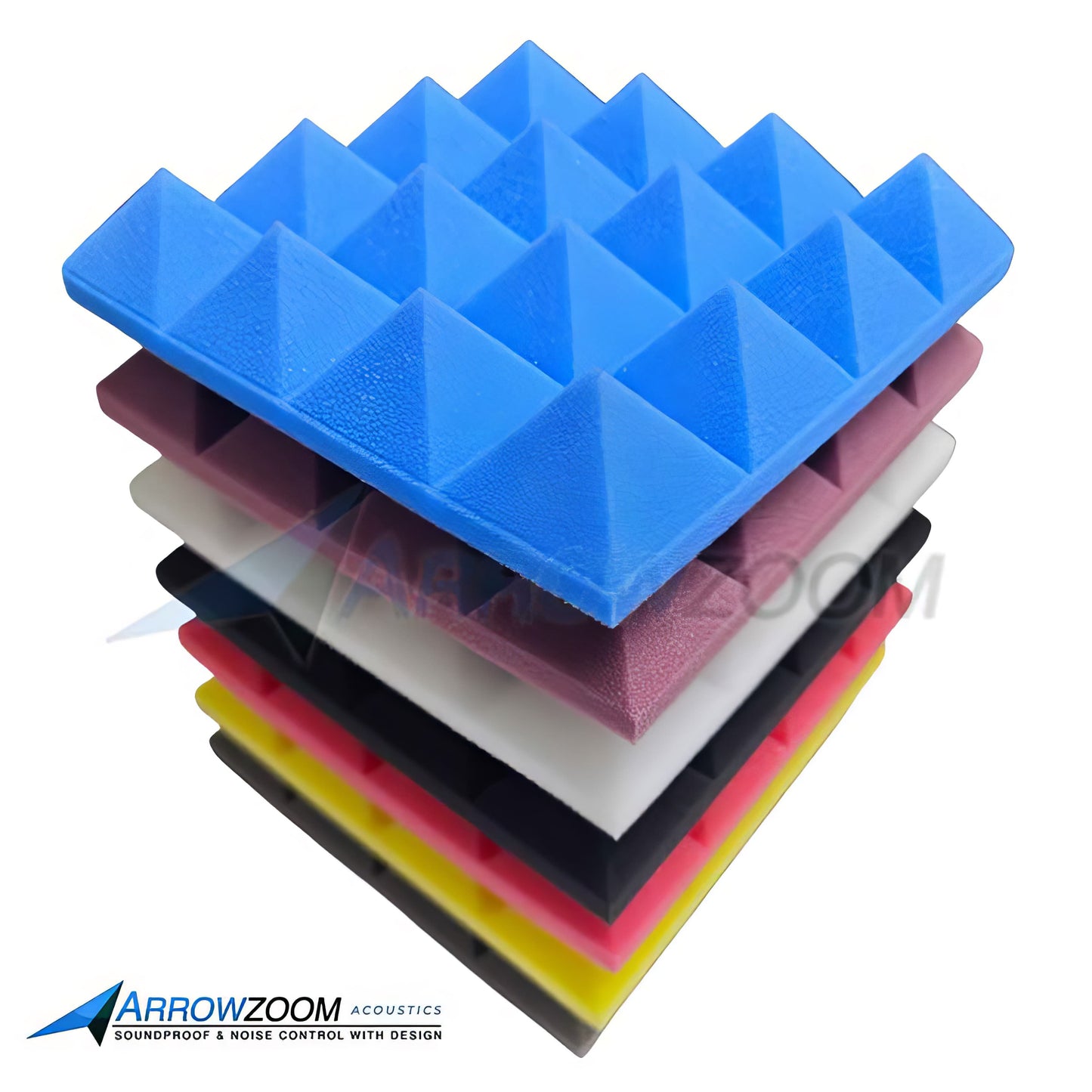 Arrowzoom Pyramid Adhesive Backed Tiles Series Acoustic Foam - Solid Colors - KK1034
