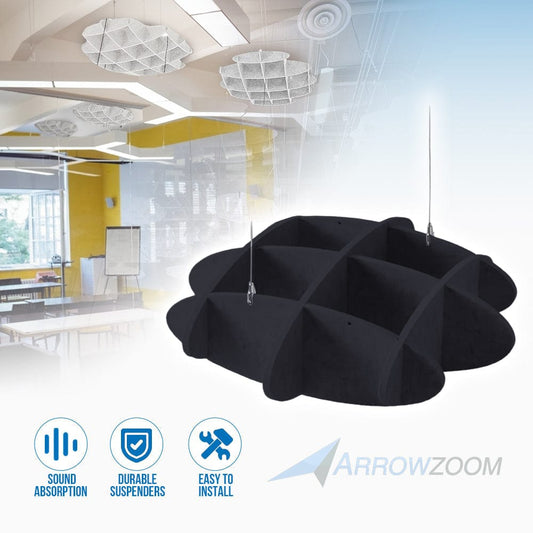 Arrowzoom EchoArt Elegant Sound Absorbers Hanging Ceiling Panels Black - KK1459