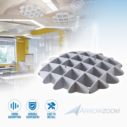 Arrowzoom EchoArt Elegant Sound Absorbers Hanging Ceiling Panels Gray 100 cm - KK1460