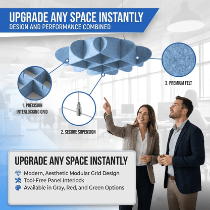 Arrowzoom EchoArt Elegant Sound Absorbers Hanging Ceiling Panels Greyish Blue - KK1463