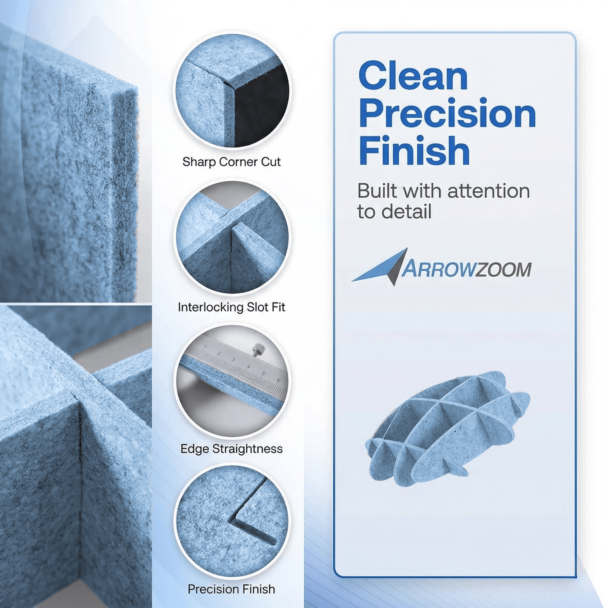 Arrowzoom EchoArt Elegant Sound Absorbers Hanging Ceiling Panels Greyish Blue - KK1463